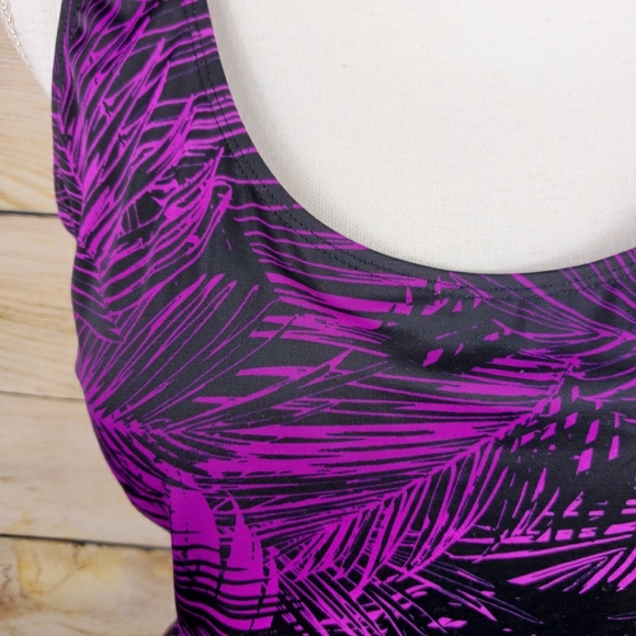 Aquabelle Swim Tank Tankini Top Purple Black Print - Picture 2 of 7